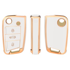 OFFCURVE Car Key Case - Key Fob Cover & Protector - 3 Buttons - Compatible with VW Volkswagen Golf 7, Variant, Polo, Tiguan, Seat Leon, Cupra, Skoda Octavia, Superb