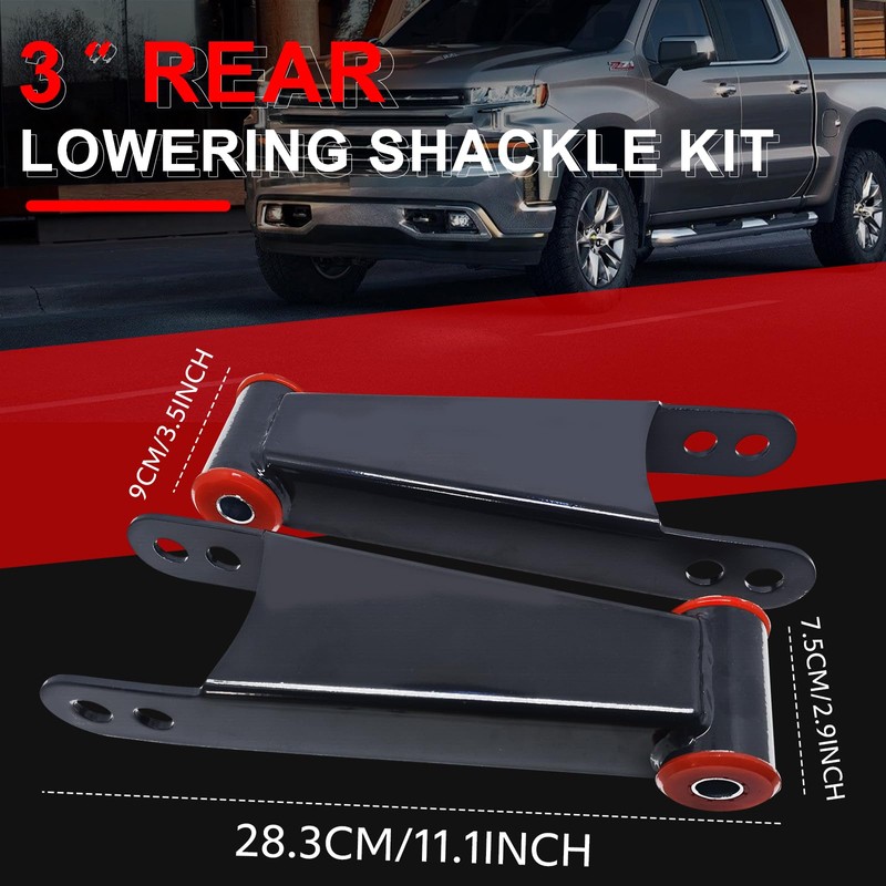 3" Drop Lowering Shackle Rear Kit: for Silverado Chevy GMC