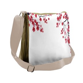 Ambesonne Vintage Messenger Bag, Sakura Branch Petal, Unisex Cross-body