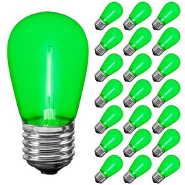 Novelty Lights Outdoor String Light Replacement Bulbs, 5 Pack S14 LED Edison Shatterproof Plastic, E26 Base, 30,000-Hour Lifespan, Green