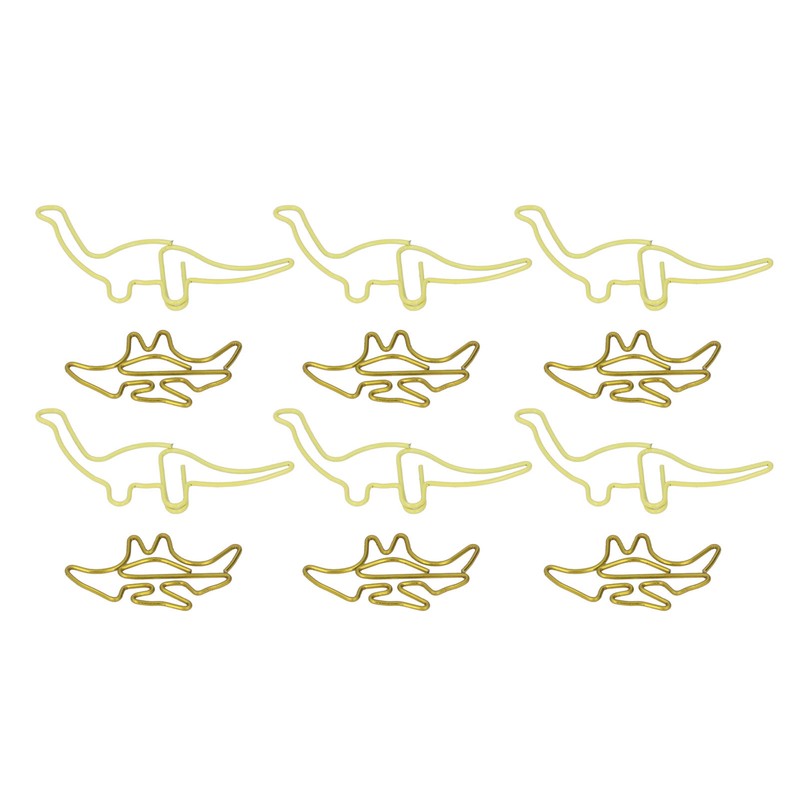 100pcs Shaped Paper Clips Pterosauria Yellow Dinosaur Shape Metal Portable