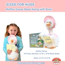 Cuddle Barn - Mother Goose Read-Along (Pink) | Animated Bird Plush with Mouth Movement Recites 7 Nursery Rhymes, Comes with Board Book, 14 inches