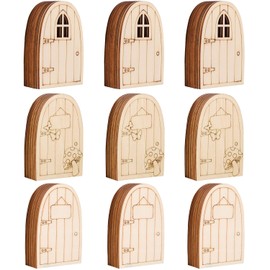 ZDNT Unpainted Wooden Fairy Door Elf Door Mini Door Shape Wooden Pieces Fairy Doors for Garden Trees for Home Office Birthday Wedding Party Decoration Antique (60)