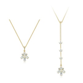 CherLove Sterling Silver Backdrop Wedding Bridal Necklace, 14k Gold Plated S925 Brides Bridesmaids Back Necklace for Backless Dress Prom Jewelry