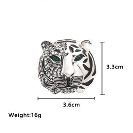 Rhinestone Tiger Head Brooch Pins for Men Women Suit Pin,Retro Elegant Gold Silver Crystal Animal Lapel Pin,Charm Tiger Coat Collar Brooch Fashion Jewelry Accessories (A-Silver Rhinestone Tiger Head)