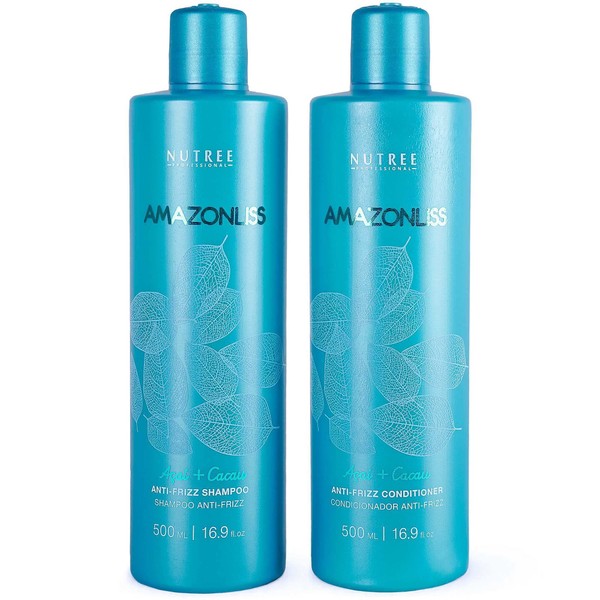Anti-Frizz Natural Shampoo & Conditioner Set for Keratin-Treated Hair - Prolongs Smoothness, Enhances Shine - 16.9 fl.oz