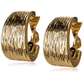Anne Klein Classics Goldtone Textured Hoop Clip On Earrings