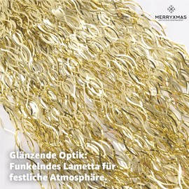 MERRYXMAS Tinsel for Advent & Christmas as Decoration & Decoration (Gold)