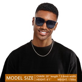 HEXALOVA 3.6mm Cuban Link Chain for Men Silver Chain for Men Cuban Link Chain for Women Stainless Steel Necklace for Men Cuban Chain Necklace, Mens Chain Necklaces 20 Inch