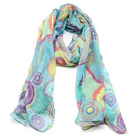 Emma & Giovanni - Scarf Scarves Elegant Printed 180 cm x 80 cm - Women, aqua