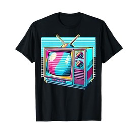 Retro Tv Design Colorful Vintage Television Illustration T-Shirt