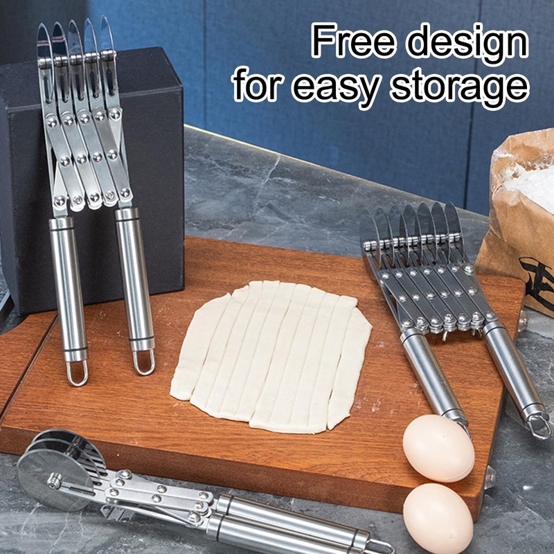 Ruiqas 5 Wheel Stainless Steel Pastry Pizza Cutter Dough Cutter