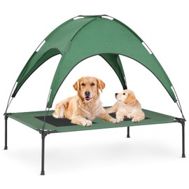 MoNiBloom X-Large Elevated Dog Bed with Canopy for Large Dog, Alloy Frame Waterproof 420D Oxford Indoor/Outdoor Dog Bed Support Up to 110 lbs, Portable and Durable Cooling Dog Bed, Foliage Green