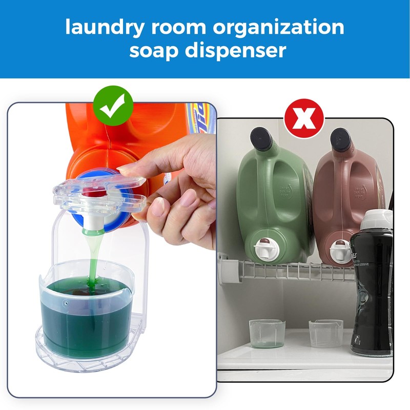 KERZEAT Clear Laundry Detergent Dispenser Cup Holder & Nozzle Force-Saving