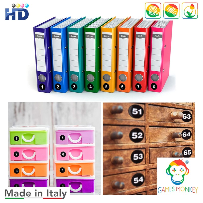 GamesMonkey® - Labels Numbers Stickers Circles - Light Blue -