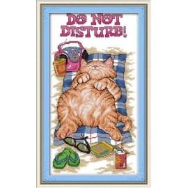 Happy Forever 11CT Stamped Cross Stitch, D132 Cute Lazy cat 1, Size 12''x19''