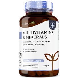 Nutravita Multivitamins & Minerals - 365 Vegan Multivitamin Tablets - 1 Year Supply - Multivitamin Tablets for Men and Women with 26 Essential Active Vitamins & Minerals - Made in The UK by Nutravita