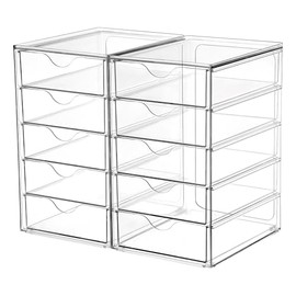 Vtopmart Acrylic Organizer with 10 Drawers, Desk Organizers and Accessories, Clear Makeup Organization, Dustproof Storage Drawers for Office Art Craft Supplie