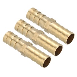 PATIKIL 3/8" Brass Hose Barb Fitting, 5 Pcs Straight Barb Union Fittings Metals Splicer Mender Connector Barbed Adapter Air Hose Repair Kit for Water Oil Fuel Gas