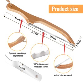 Bepuo Wooden Bread Bow Knife,15.7" Serrated Bread Slices,Homemade for Sourdough Bread Cutter,Fiddle Bow Design Easy to Cutting,Right Handed,Homemade Bagels - Premium Stainless Steel