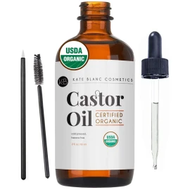 Kate Blanc Organic Castor Oil 2oz | Cold Pressed | Hair & Lash Growth Kit