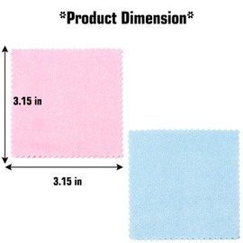 AUEAR 100 pcs Jewelry Cleaning Cloth Silver Polishing Cloth for Silver Gold Platinum Jewelry Pink & Blue