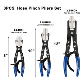CASOMAN 3PC Blue Hose Pincher Pliers Set, Locking Ratcheting Hose Pinch Off Pliers for Automotive Hose Lines, Radiator Lines, Fuel Lines, Coolant Lines