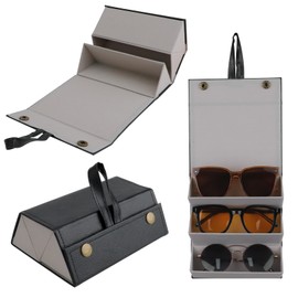JUMRHFAN Sunglasses Organiser Travel Glasses Case Foldable Multiple Pairs Glasses Storage Box Hanging Glasses Holder Black, black