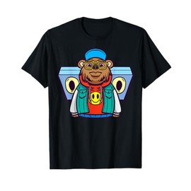 Cute Cartoon Bear Character With Headphones For Kids T-Shirt