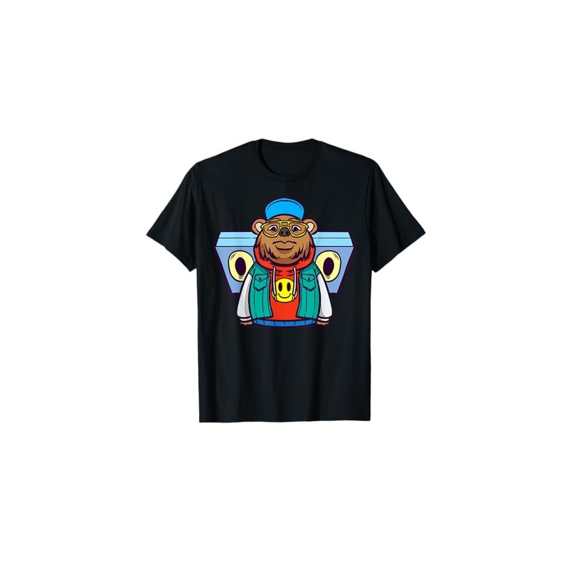 Cute Cartoon Bear Character With Headphones For Kids T-Shirt
