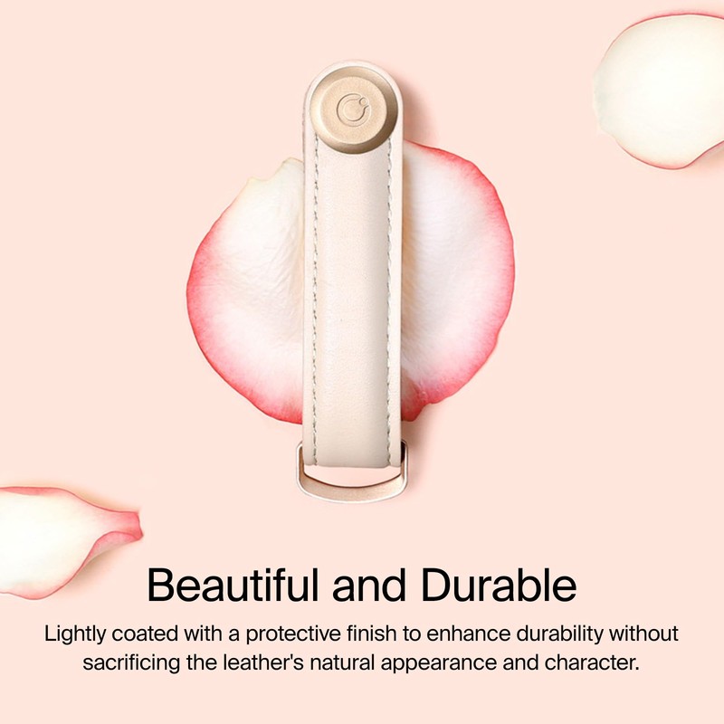 Premium Leather Orbitkey 2.0 (Stone with Grey Stitching and Rose