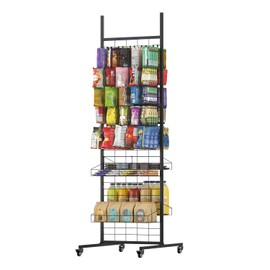 lukar Retail Snack Display Rack,Metal Snack Cart with Wheels,Supermarket Candy Display Shelf Cart with Hooks,Candy Display Rack for Home,Stores, Kitchen, Office
