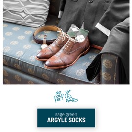 No Cold Feet Fun Colorful Novelty Socks for Men for Dress Casual Formal Groomsmen Wedding, Sage and Grey Argyle, Size L (13-15)