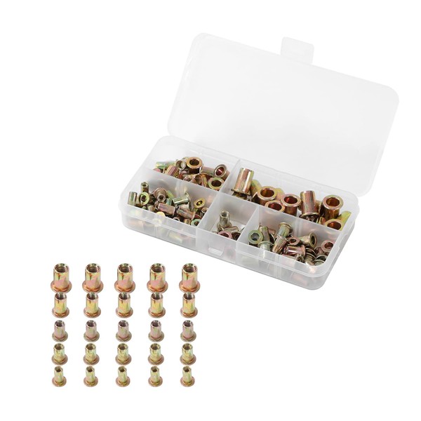 KATSU 120PCs Rivet Nuts M3 M4 M5 M6 Zinc Plated