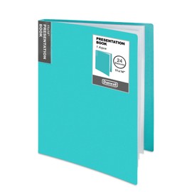 Dunwell 11x14 Portfolio Binder Folder (Aqua, Vertical) - Binder with Plastic Sleeves and Poly Cover, Portfolio Presentation Book with 24 Binder Pockets, Large Art Portfolio Folder