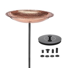 Good Directions Polished Copper Bird Bath with Fountain on Garden Pole 13"