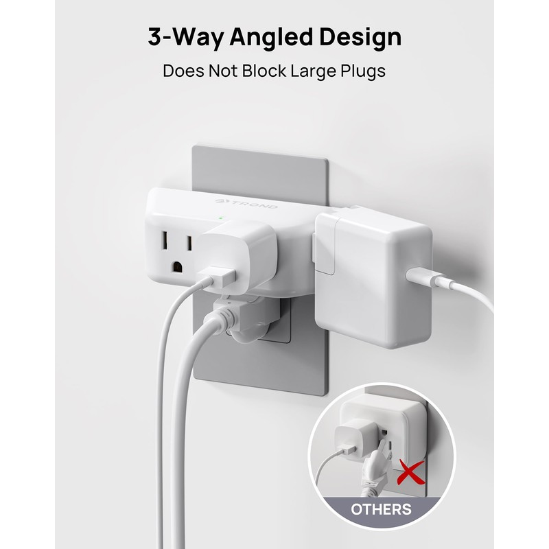 TROND Outlet Extender Surge Protector - Multi Plug Wall Outlet