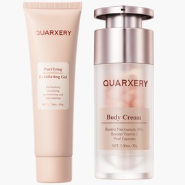QUARXERY Exfoliating Care Set for Face & Body - 5% Niacinamide Body Cream + Purifying Exfoliating Gel - Improve Oily, Rough Skin - 2-Step Skincare Routine