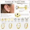 12pare Aretes De Oro 14k Mujer Arracadas Piercing Cartílago