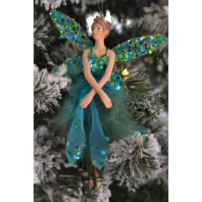 Gisela Graham : Large Peacock Fairy Decoration (set of 2)