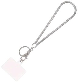 Fashion Sparkle Glass Crystal Wristlet Lanyard,Exclusive Bling Keychain Holder,Rhinestone Cellphone Holder,Bonus Cellphone Safety Tab(1PC,Clear)