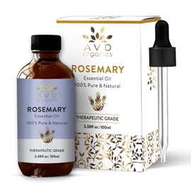 AVD Organics Rosemary Oil for Hair | 100% Pure and Natural - Therapeutic Grade Rosemary Essential Oil for Aromatherapy, Relaxation, Skin- 3.38 fl. Oz