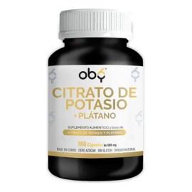 Citrato Potasio 1000mg + Extracto Plátano 180 Cápsulas | Soporte Bienestar Y Relajación Muscular | Ligeraza y Energía Natural | Oby Vitaminas Mujer y Hombre | Pureza Y Absorción Superior Premium