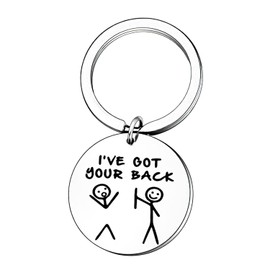 1 Piece Of Fun Keychain, Friendship Keychain, I'Ve Got Your Back Stainless Steel Keychain, Creative Stick Figure Keychain, Gift For Good Friends