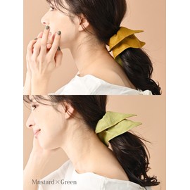 Vingtaine HS-220-YE Reversible Square Scrunchie, For Adults, Square, Reversible, 2-Way Hair Arrangement, Nude Color, Elegant, Mature Feel, Stylish