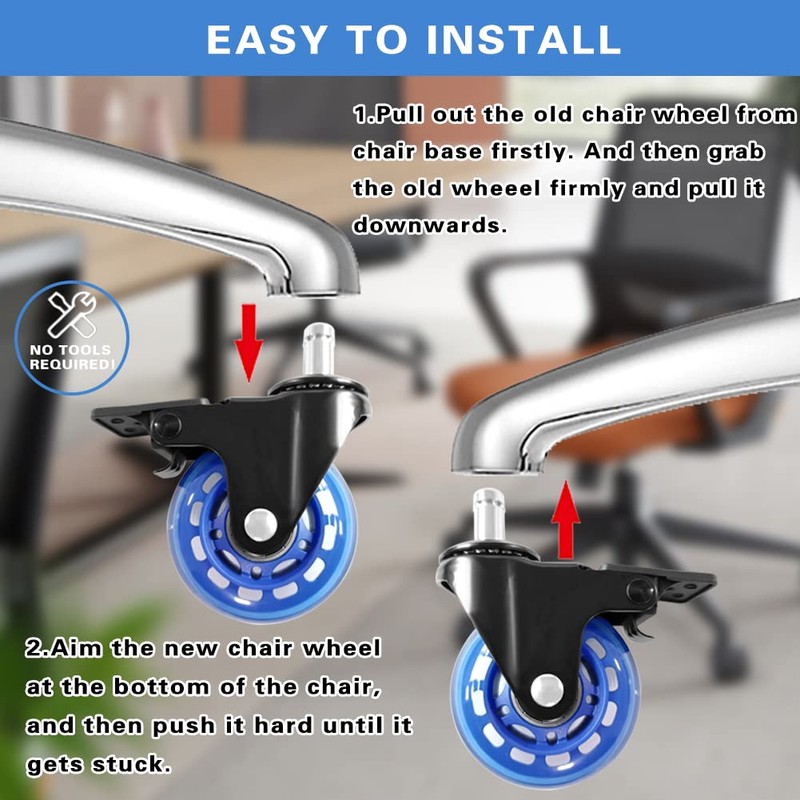 ANPTGHT Office Chair Wheels with Brake, Wheels Smooth Rolling Heavy
