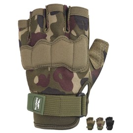 FIORETTO Mens Womens Fingerless Padded Motorbike Gloves Half Finger Gloves for Cycling Hiking Climbing Walking Dogs Driving Cars Outdoor Sports