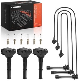 A-Premium 3 Ignition Coils with 3 Spark plug Wires and 6 Iridium Spark Plugs Compatible with Toyota 4Runner 1996-2002, T100 1995-1998, Tacoma 1995-2004, Tundra 2000-2004 V6 3.4L