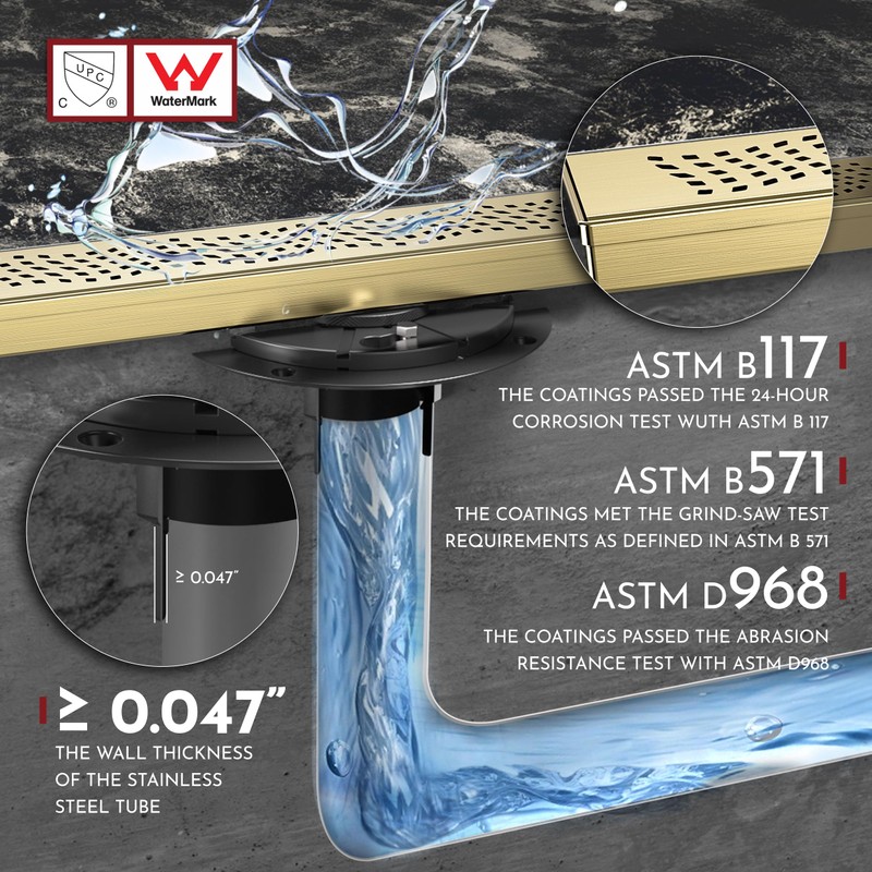 WEBANG 36 Inch Linear Shower Drain Rectangular Floor Drain with