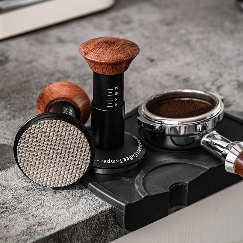 Coffee Tamper Spring Loaded Tamper Calibrated Coffee Tamper Wood Handle